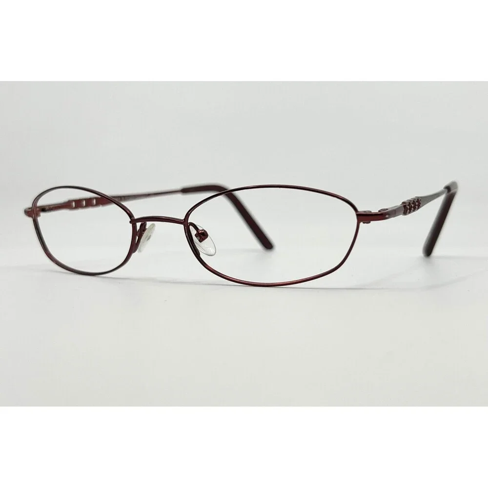 Alexander Collection Trista Eyeglasses Burgundy Oval Metal Frames 52-18-135